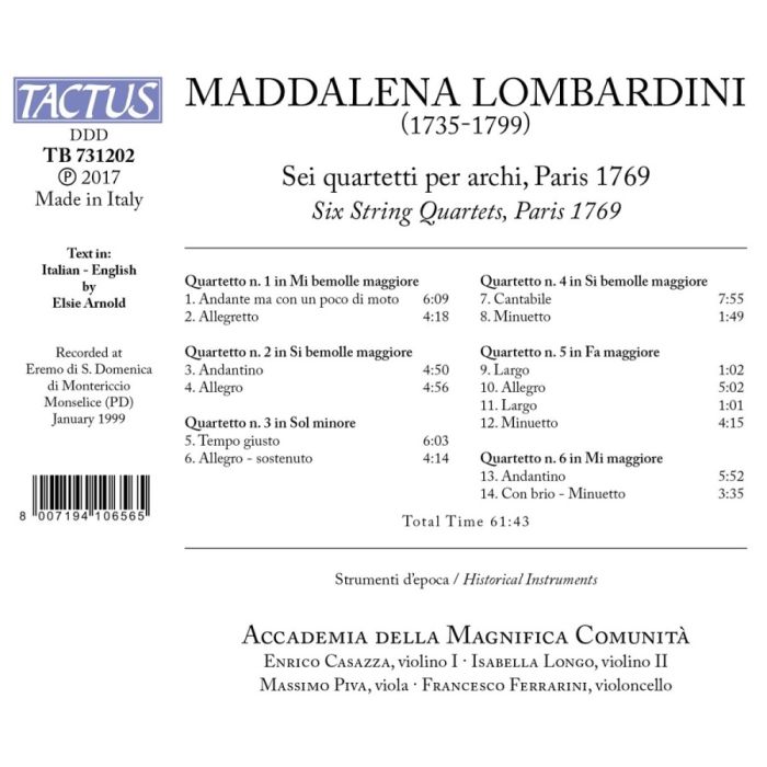 Lombardini: Six String Quartets - slide-1