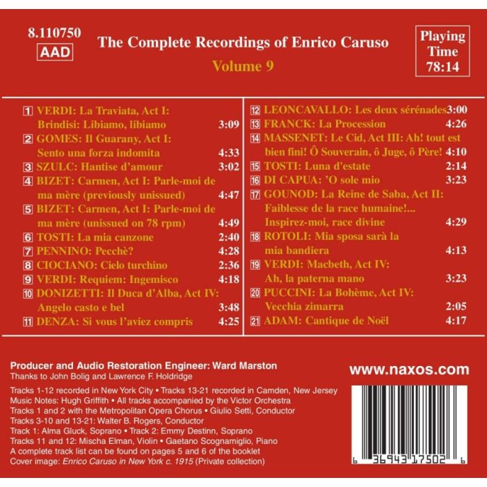 CARUSO, Enrico: Complete Recordings, Vol. 9 (1914-1916) - slide-1