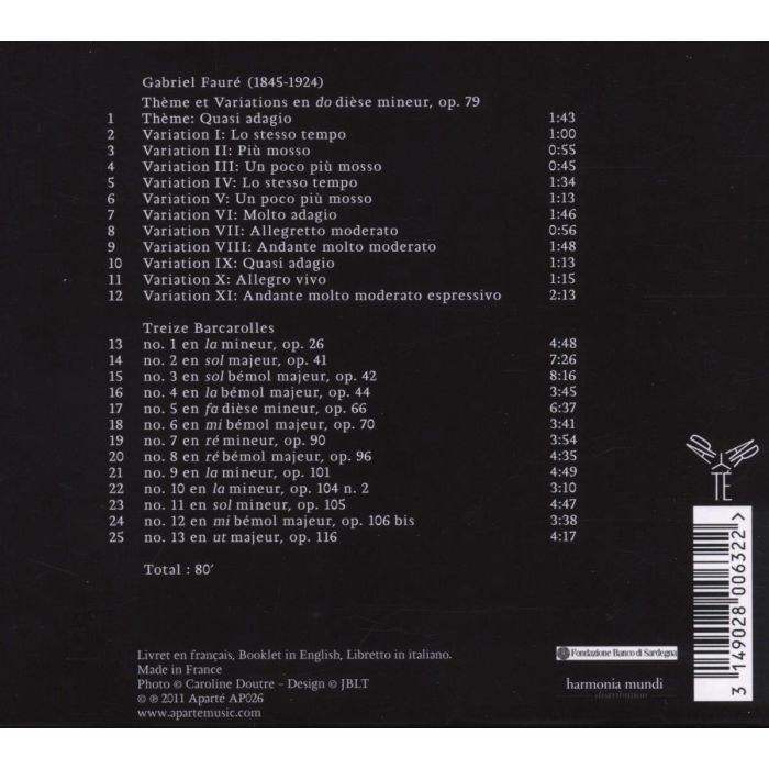 Fauré: Thème & Variations & Barcarolles - slide-1