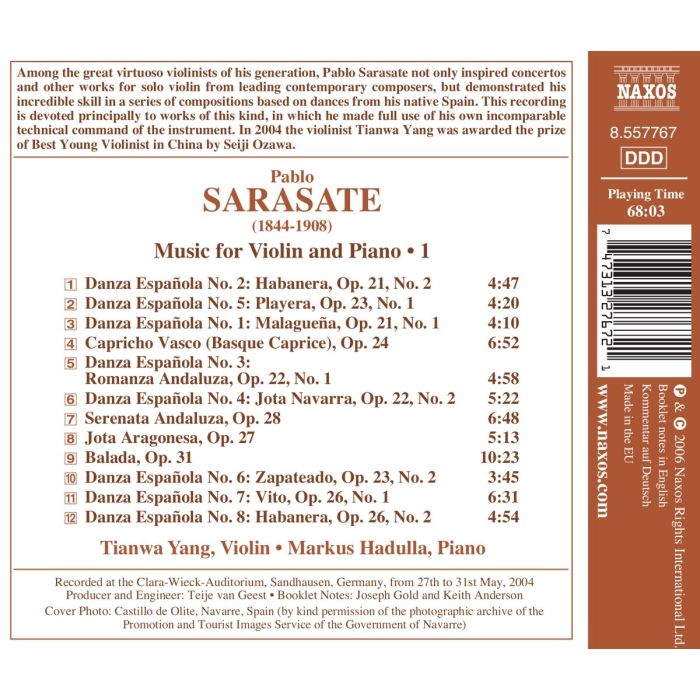 SARASATE: Music for Violin & Piano Vol. - slide-1