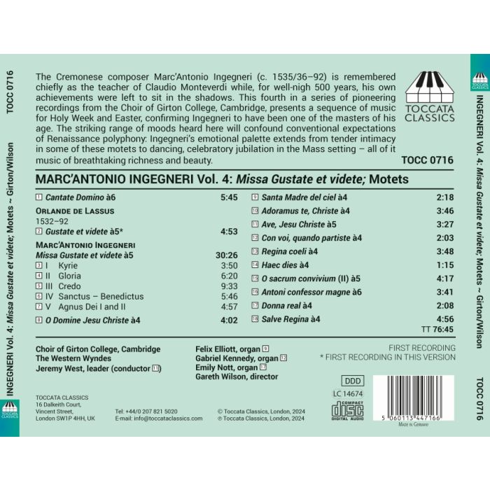 Ingegneri: Vol. 4 - Missa Gustate et videte; Motets - slide-1
