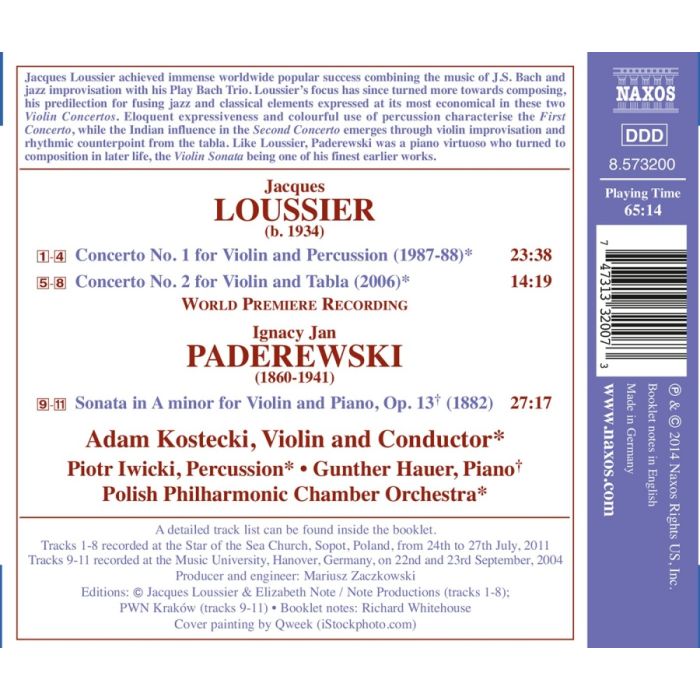 Loussier: Violin Concertos,  Paderewski: Sonata Violin & Piano - slide-1