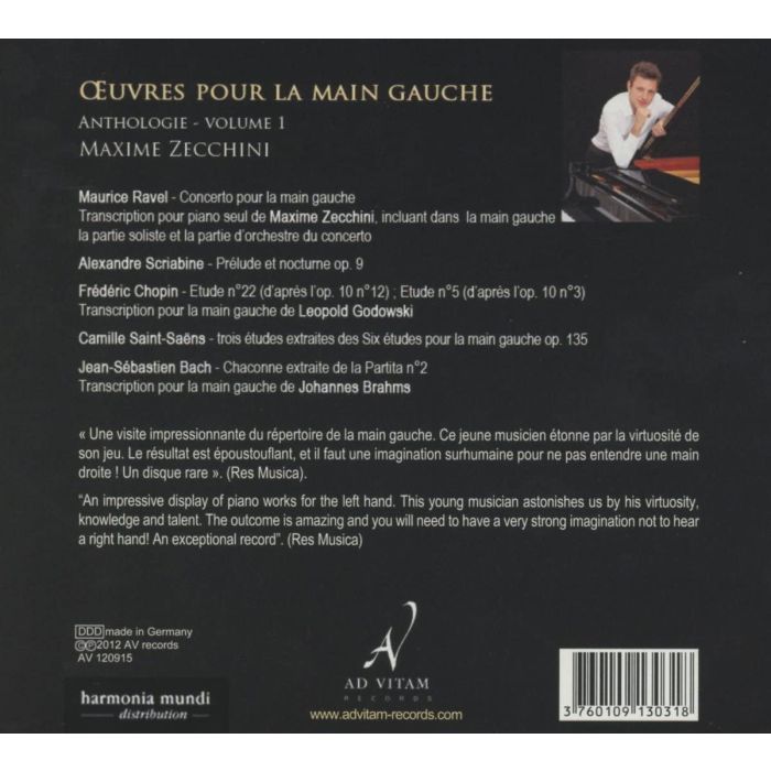 Oeuvres pour la main gauche v. 1 - Ravel, Scriabine, Chopin, Saint-Saëns, Bach - slide-1