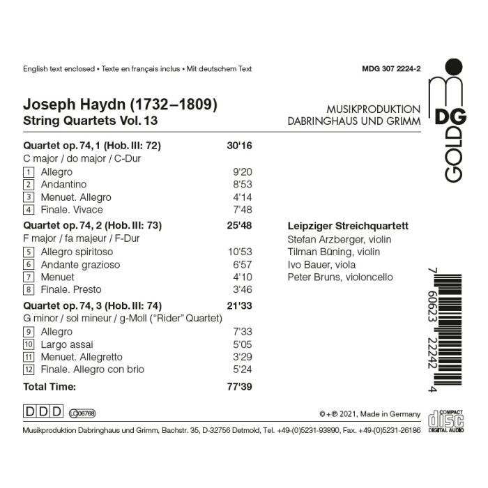 Haydn: String Quartets Vol. 18 - op. 74, nos. 1, 2 & 3 - slide-1