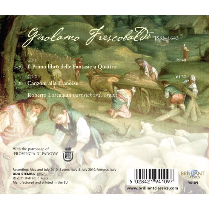 Frescobaldi: Vol. 10: Il primo libro delle fantasie a Quattro & Canzoni alla Francese - slide-1