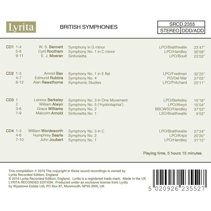 British Symphonies - Bennett; Rootham; Moeran; Bax; Rubbra; Rawsthorne; Berkeley; Alwyn; ... - slide-1