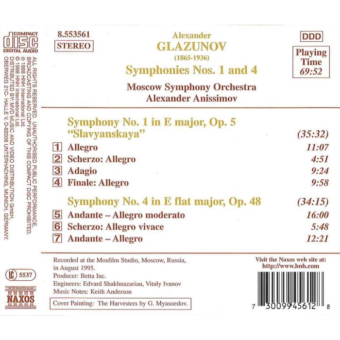 GLAZUNOV: Symphonies 1 & 4 - slide-1