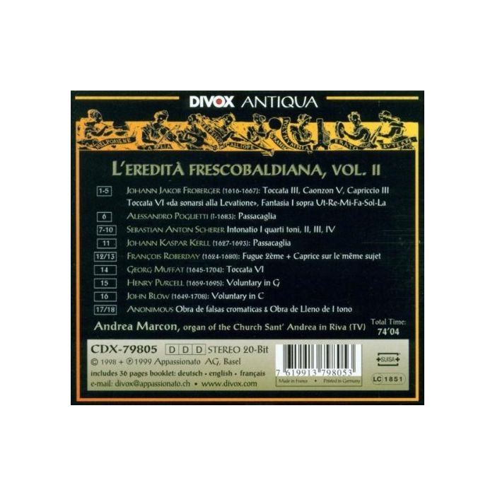 The Heritage of Frescobaldi Vol. 2  (Froberger; Kerll; Roberday; - slide-1