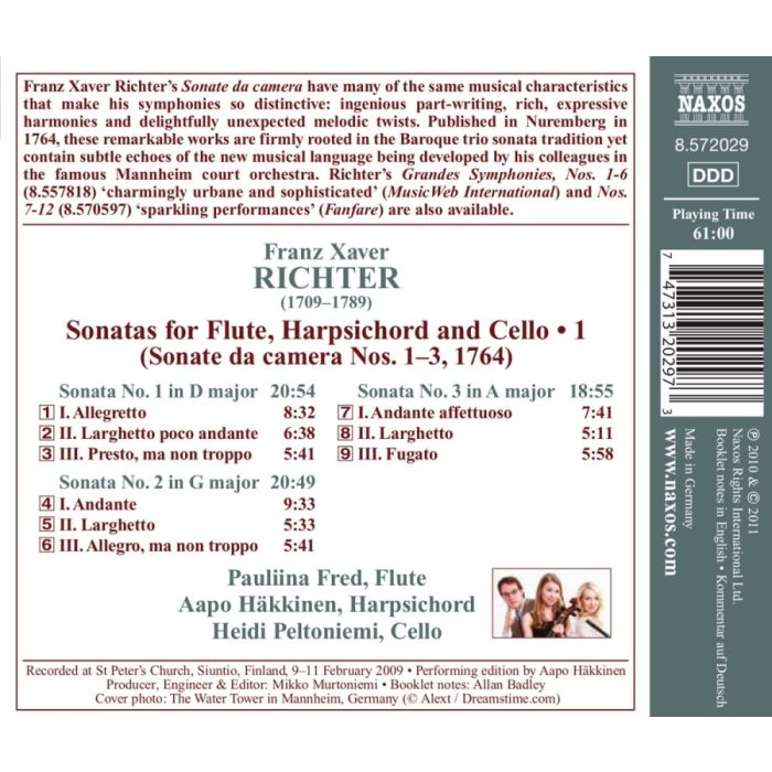 Richter: Sonatas for Flute, Harpsichord and Cello Vol. 1 - Sonate da camera Nos. 1–3 - slide-1