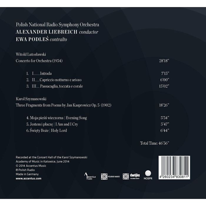 Lutosławski: Concerto for Orchestra / Szymanowski: Poems by Jan Kasprowicz - slide-1