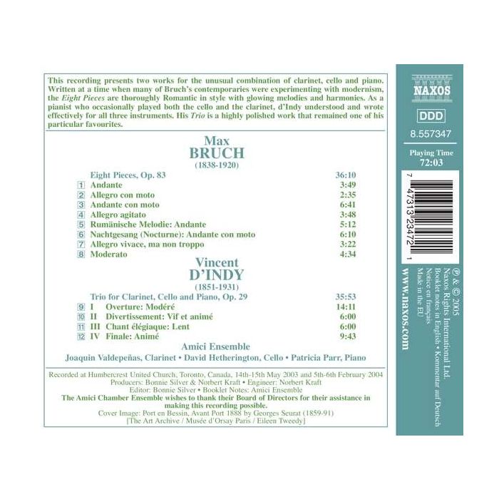 D'INDY / BRUCH: Clarinet Trios - slide-1