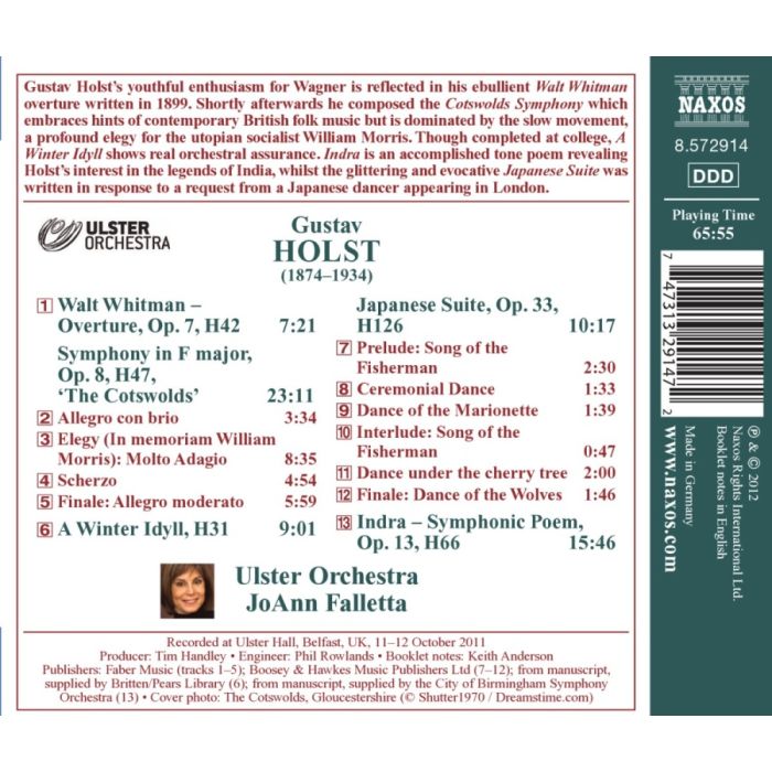 Holst: Cotswolds Symphony, Walt Whitman Overture, Indra, Japanese Suite, A Winter Idyll - slide-1