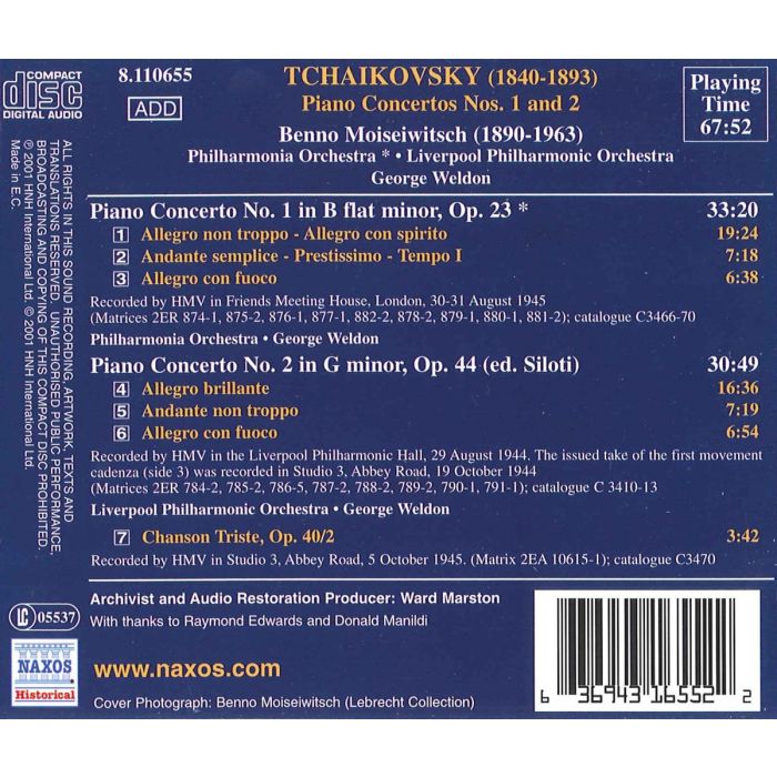 Tchaikovsky: Piano Concertos Nos. 1 & 2 [Recorded 1944-5] - slide-1