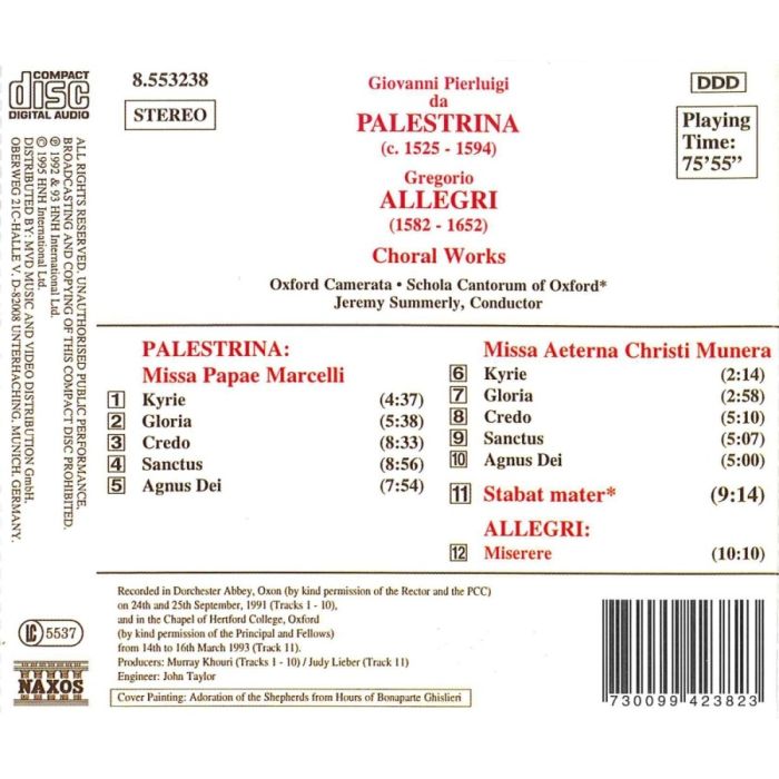 PALESTRINA: Missa Papae Marcelli / ALLEGRI: Miserere - slide-1