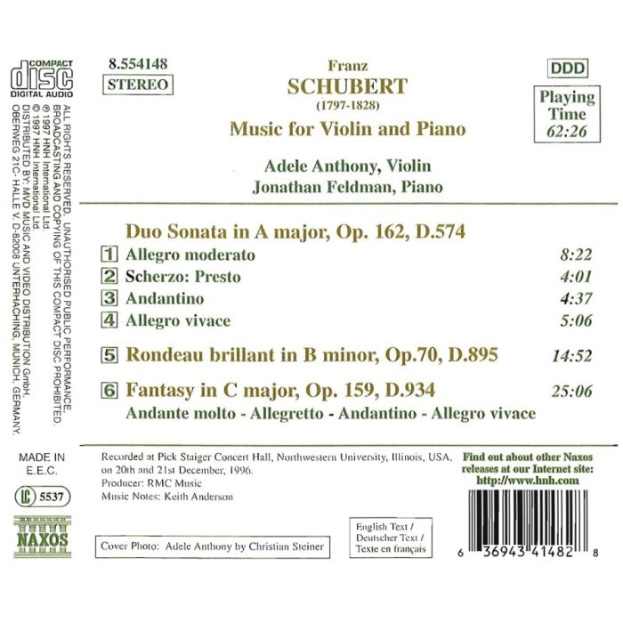 SCHUBERT: Music for Violin & Piano - slide-1