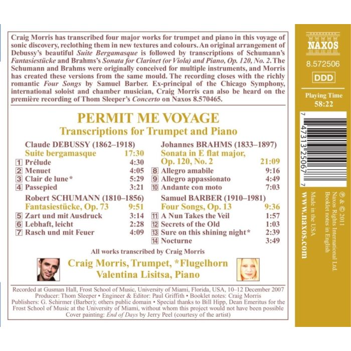 PERMIT ME VOYAGE - transkrypcje na trąbkę i fortepian: Debussy, Schumann, Brahms, Barber - slide-1