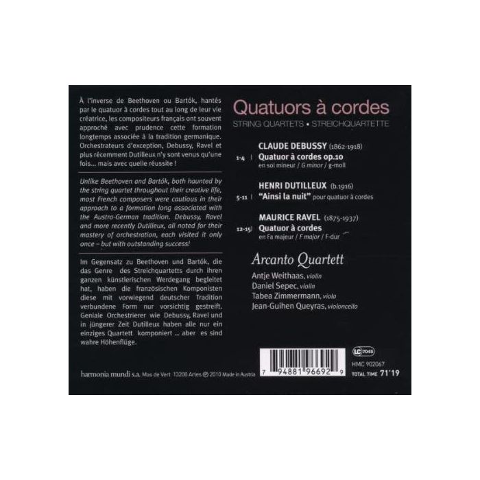 Quatuors à cordes - Ravel, Debussy, Dutilleux - slide-1