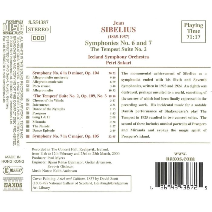 SIBELIUS: Symphonies Nos. 6 and 7; The Tempest Suite No. 2 - slide-1