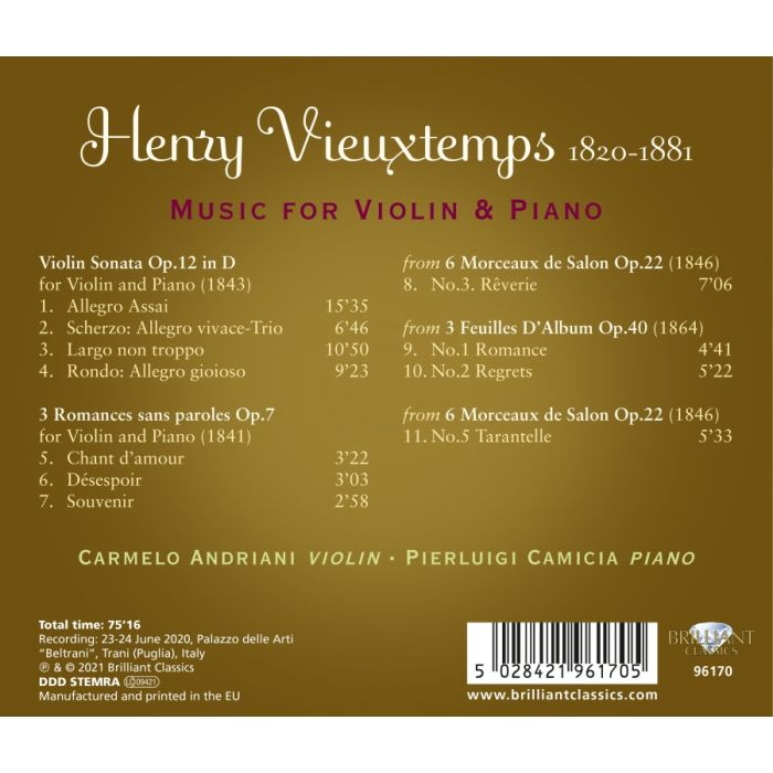 Vieuxtemps: Music for Violin and Piano - slide-1