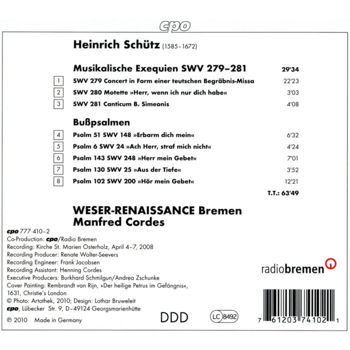 Schütz: Musikalische Exequien SWV 279-281, Bußpsalmen: Psalm 6, 51, 102, 130 & 143 - slide-1