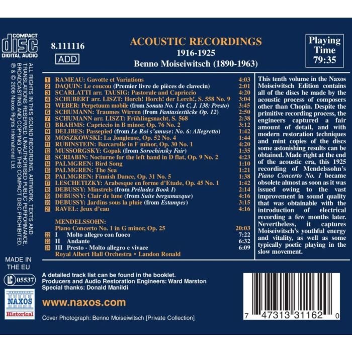 MOISEIWITSCH, Benno: Acoustic Recordings vol 10 (1916-1925) - slide-1