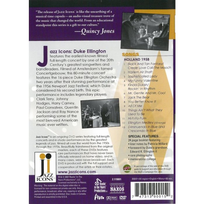 JAZZ ICONS:  DUKE ELLINGTON Live in \'58  (Holland) - slide-1
