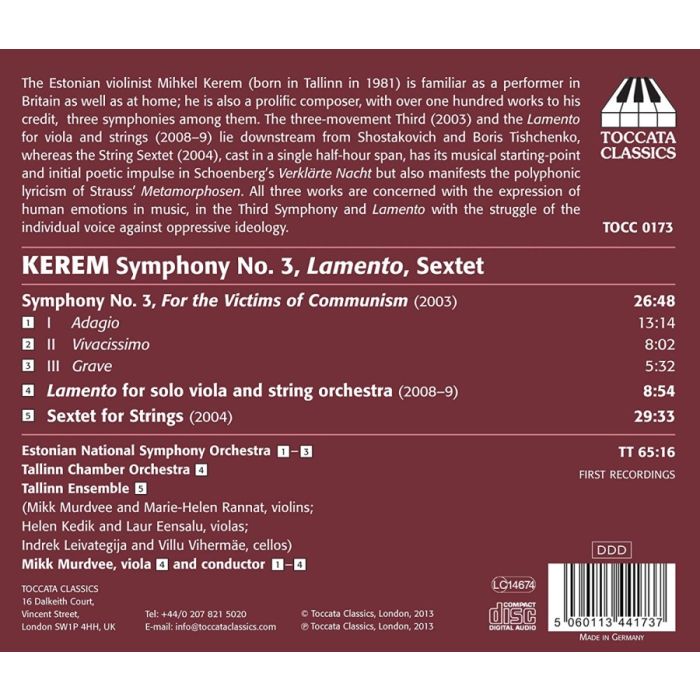 Kerem: Symphony No. 3, Lamento, Sextet for Strings - slide-1
