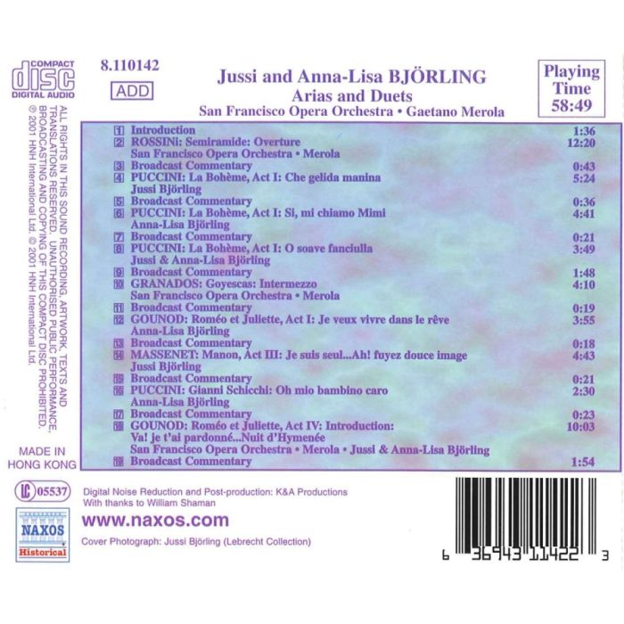 BJORLING, Jussi / BJORLING, Anna-Lisa: Arias and Duets (1949) - slide-1