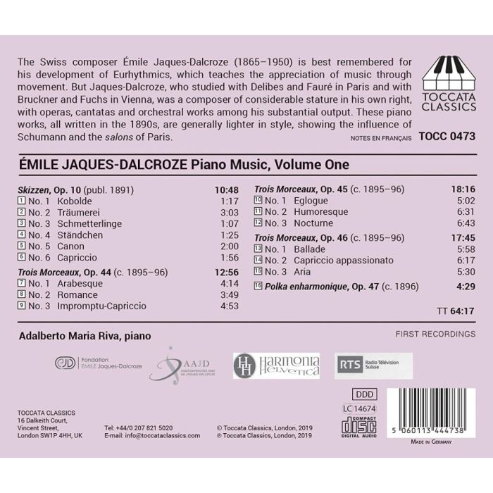 Jaques-Dalcroze: Piano Music Vol. 1 - slide-1