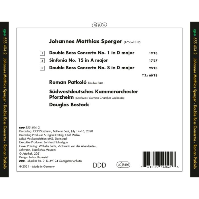 Sperger: Double Bass Concertos Nos. 1 & 8; Sinfonia No. 15 - slide-1