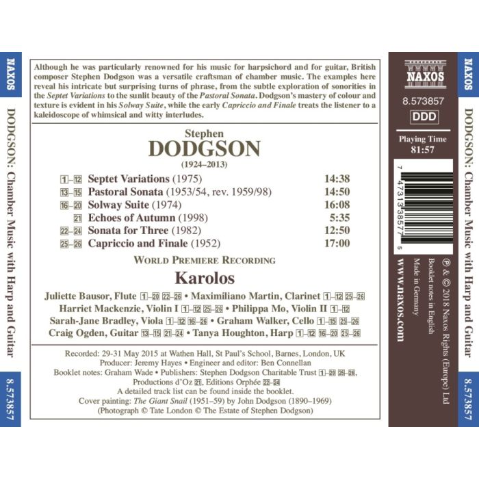 Dodgson: Chamber Music with Harp and Guitar - slide-1
