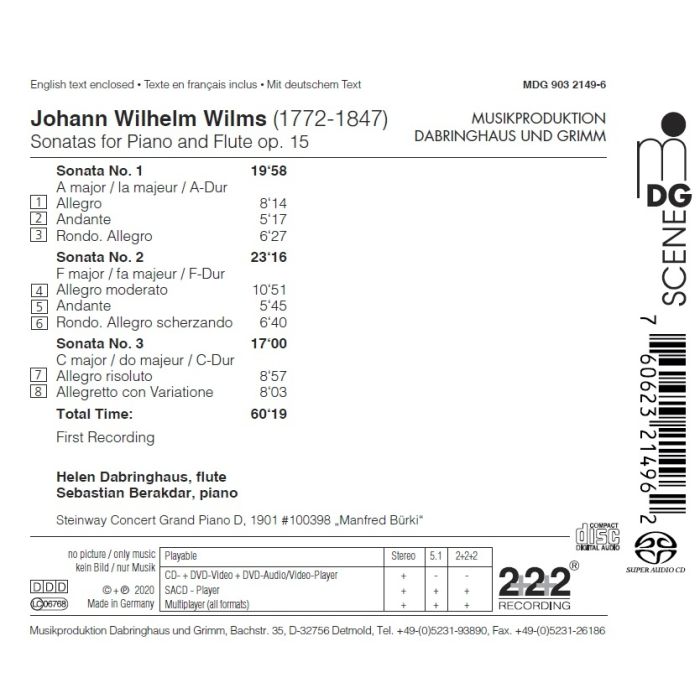 Wilms: Sonatas for Piano and Flute op. 15 Vol. 1 - slide-1