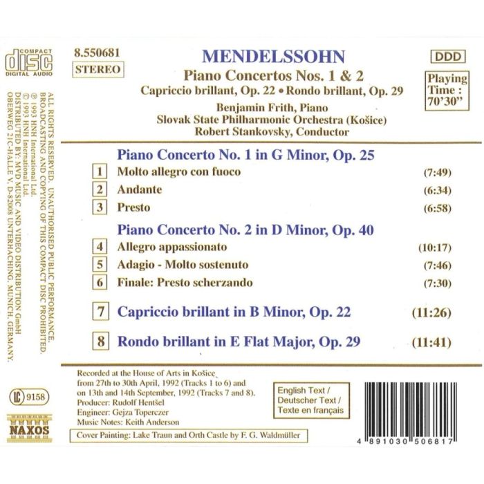 Mendelssohn: Piano Concertos Nos. 1 and 2, Capriccio Brillant, Rondo Brillant - slide-1