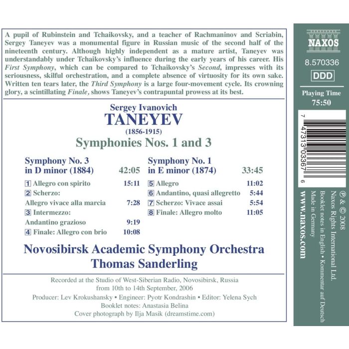 TANEYEV: Symphonies Nos. 1 & 3 - slide-1