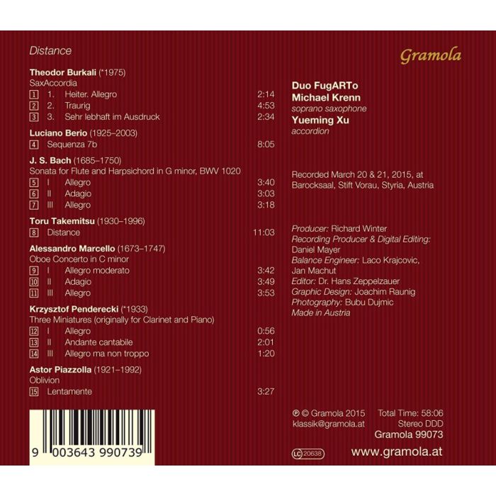 Distance - Marcello, Bach, Berio, Penderecki, Takemitsu, Piazzolla: Aranżacje na saksofon i akordeon - slide-1