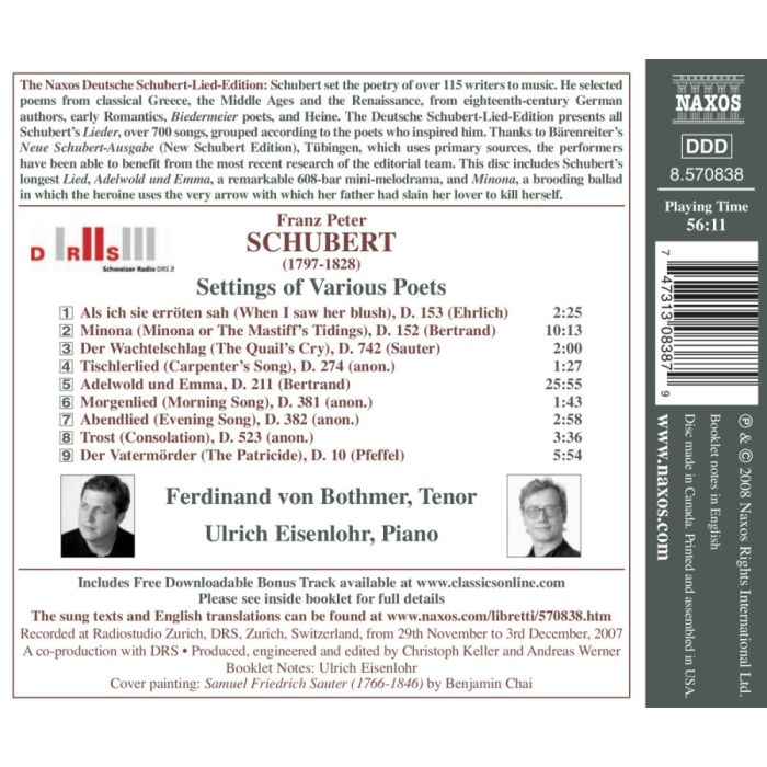 Schubert: Adelwold und Emma, Minona, Settings of Various Poets - slide-1