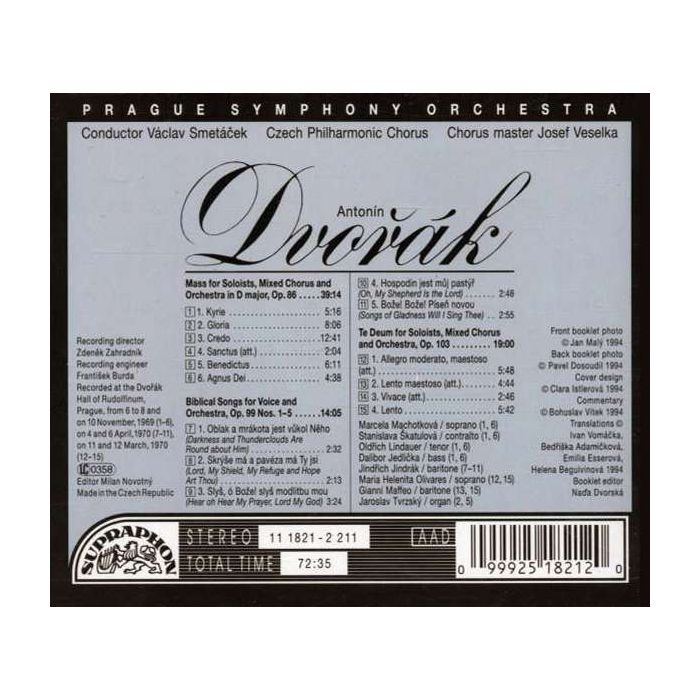 Dvorak: Mass in D major, Biblical Songs, Te Deum - slide-1