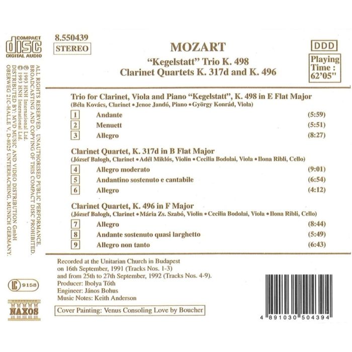 Mozart: Piano Trio, K. 498, Violin Sonata No. 26 (arr. for clarinet and string trio) - slide-1