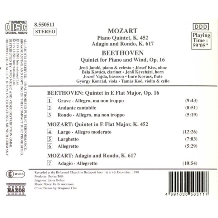 MOZART: Piano Quintet in E-Flat Major / BEETHOVEN: Piano Quintet in E-Flat Major - slide-1