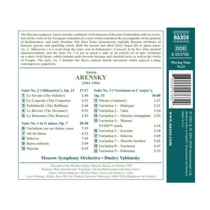 ARENSKY: Three Orchestral Suites - slide-1
