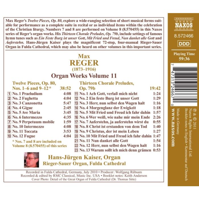REGER: Organ Works Vol. 11 - 12 Pieces Op. 80, 13 Chorale Preludes - slide-1