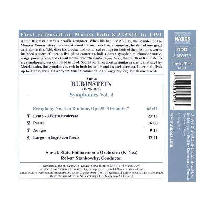 RUBINSTEIN: Symphony No. 4, 