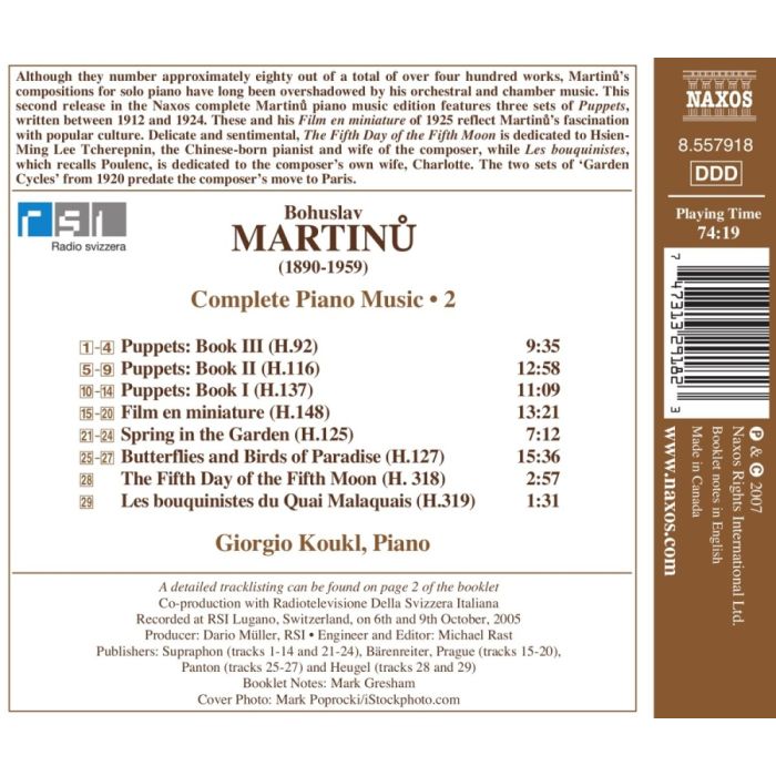 Martinu: Complete Piano Music Vol. 2- Puppets I-III, Film en miniature, Spring in the Garden - slide-1