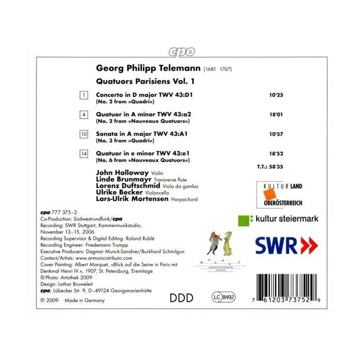 Telemann: Quatuors Parisiens Vol. 1 - slide-1