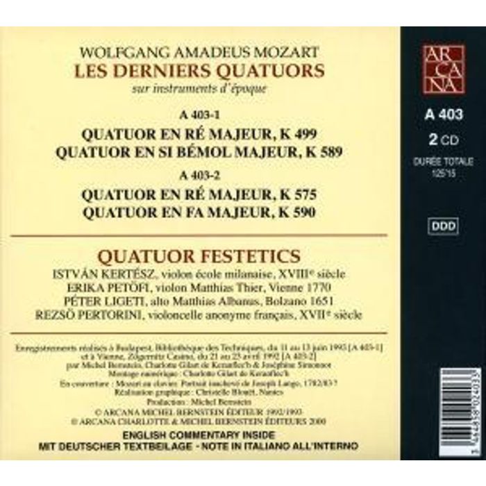 Mozart: Les derniers Quatuors K 499, K 589, K 575, K 590 (2 CD) - slide-1