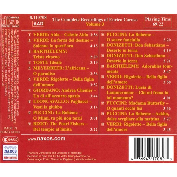CARUSO, Enrico: Complete Recordings, Vol. 3 (1906-1908) - slide-1