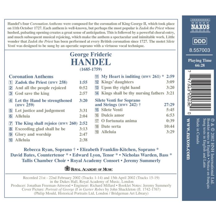 HANDEL: Coronation Anthems - slide-1