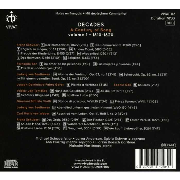 Decades: A Century of Song vol. 1, 1810-1820 - Schubert; Sor; Viotti; Beethoven; Tomášek; Weber - slide-1