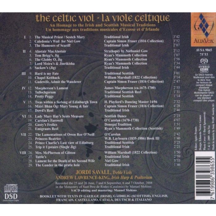 The Celtic Viol - Airs and Dances by O'Carolan, Simon Fraser, Niel Gow, James Macpherson, William Marshall and Traditional Irish & Scottish SACD - slide-1
