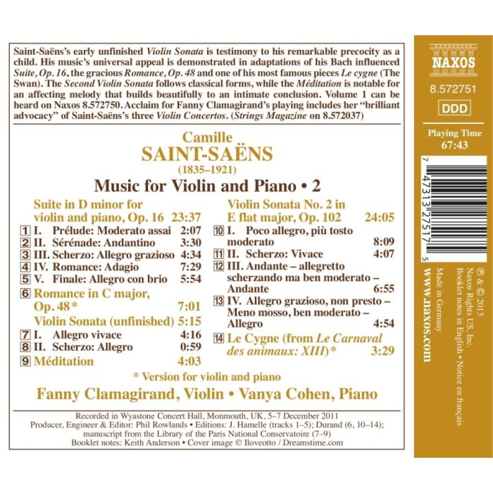 Saint-Saëns: Violin Sonata No. 2, Suite in D minor, Le Cygne - slide-1